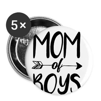 Mom of Boys - Mother of Sons Gift Mom - Buttons small 1''/25 mm (5-pack) - white - Front