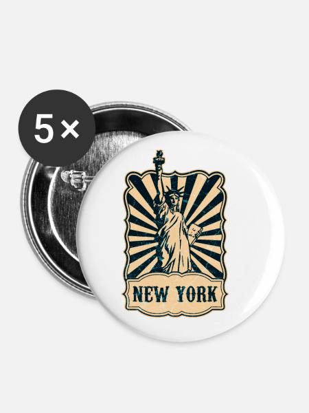 New York Freiheitsstatue - Buttons klein 25 mm (5er Pack) - Weiß