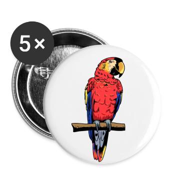 Papagei Ara Vogel exotisch Wildtiere Zootiere - Buttons klein 25 mm (5er Pack) - Weiß - Vorne