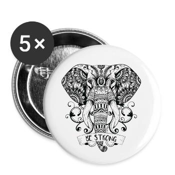 Mandala Elephant - Be strong - Buttons klein 25 mm (5er Pack) - Weiß - Vorne
