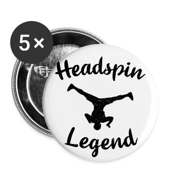 Headspin Legend Breaker Tanzen Bboying - Buttons klein 25 mm (5er Pack) - Weiß - Vorne