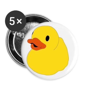 Ente, Quietscheente, Badeente, Popart Ente - Buttons klein 25 mm (5er Pack) - Weiß - Vorne