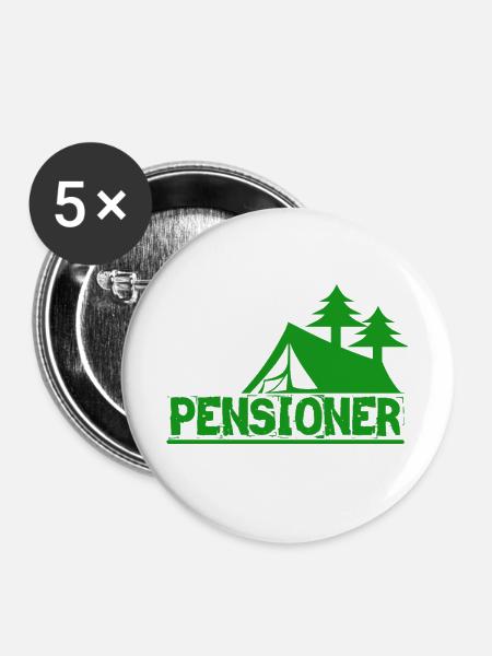 Pensioner camping - Rentner Camping - Buttons klein 25 mm (5er Pack) - Weiß