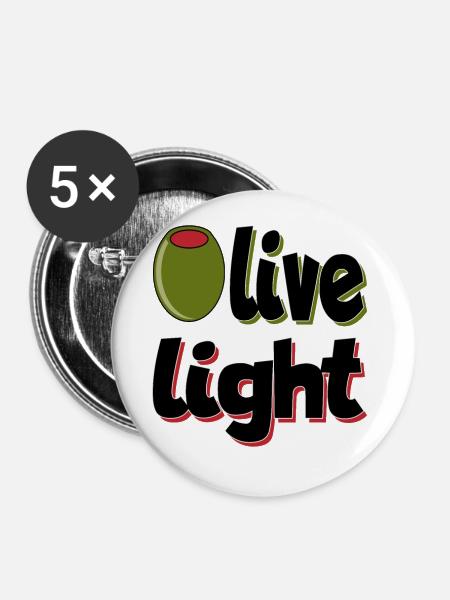 Olive LIght - Buttons klein 25 mm (5er Pack) - Weiß
