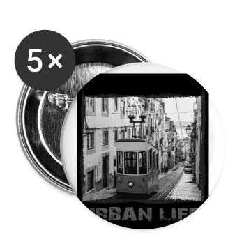 Lisbonne - Streetwear Urbain - Lot de 5 petits badges (25 mm) - blanc - Devant