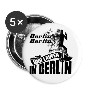 Berlin marathon coureur shirt cadeau courir schwa - Lot de 5 petits badges (25 mm) - blanc - Devant