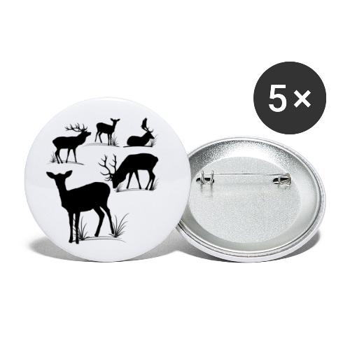 Hirsch, Reh, Rotwild, Damwild, Hirsche, Rehbock - Buttons klein 25 mm (5er Pack)