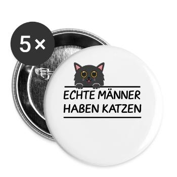 Echte Männer haben Katzen - Buttons klein 25 mm (5er Pack) - Weiß - Vorne