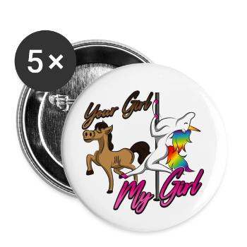 Poledance Einhorn Pole Dance Geschenk - Buttons klein 25 mm (5er Pack) - Weiß - Vorne