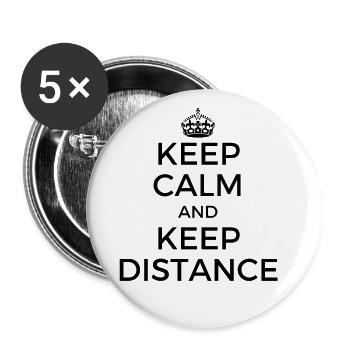 Keep Calm and Keep Distance - Buttons small 1''/25 mm (5-pack) - white - Front