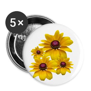 fleurs de coneflower floraison jaune, pétales, floral, - Lot de 5 petits badges (25 mm) - blanc - Devant