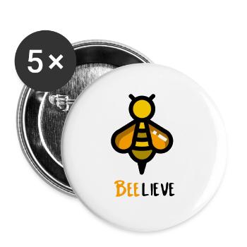 Beelieve Foi en toi Conception d’abeilles - Lot de 5 petits badges (25 mm) - blanc - Devant