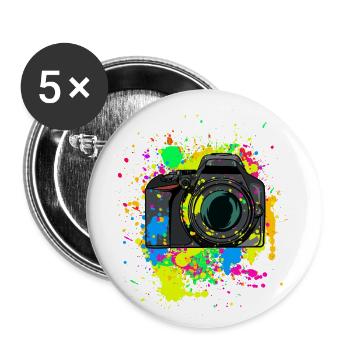 Colorful camera gift for photographers of paint blobs - Buttons small 1''/25 mm (5-pack) - white - Front