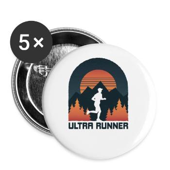 Trail running & mountain running, ultra traileur - Lot de 5 petits badges (25 mm) - blanc - Devant