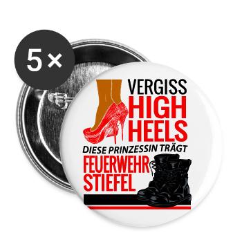 Prinzessin Frau Feuerwehr Stiefel High Heels - Buttons klein 25 mm (5er Pack) - Weiß - Vorne