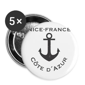 Nizza (Nice) France grey edition - Buttons klein 25 mm (5er Pack) - Weiß - Vorne
