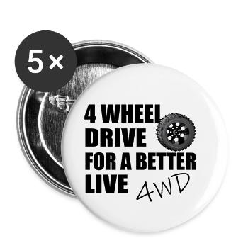 4 Wheel Drive For a Better Life I Off Road - Buttons klein 25 mm (5er Pack) - Weiß - Vorne