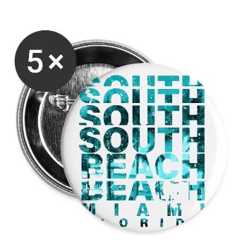 South Beach Miami Florida - Buttons klein 25 mm (5er Pack) - Weiß - Vorne