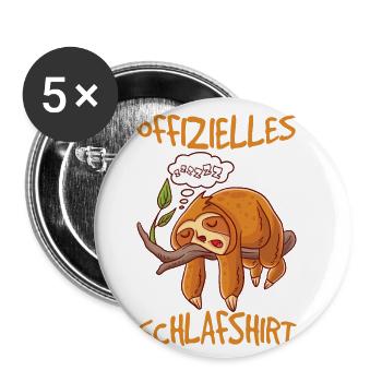 Faultier Schlafanzug Faultiere Schlafen - Buttons klein 25 mm (5er Pack) - Weiß - Vorne