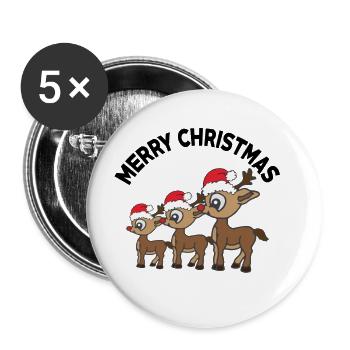 Reindeer Family Celebrate Merry Christmas Merry Xmas - Buttons small 1''/25 mm (5-pack) - white - Front