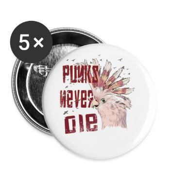 Perroquet Cockatoo Punks Never Die Gift - Lot de 5 petits badges (25 mm) - blanc - Devant