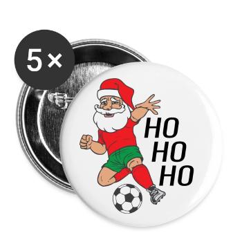 Santa Claus Santa Claus plays soccer Ho Ho Ho - Buttons small 1''/25 mm (5-pack) - white - Front