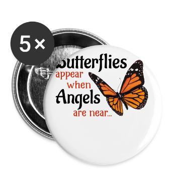 Papillons ange feuilles d'automne chenille - Lot de 5 petits badges (25 mm) - blanc - Devant