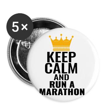 Marathon King Prince Crown Run Keep Calm saying - Buttons small 1''/25 mm (5-pack) - white - Front