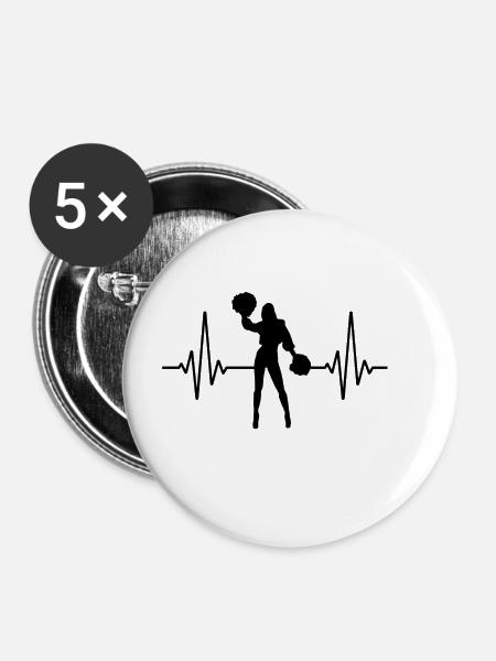 Cheerleading - Buttons klein 25 mm (5er Pack) - Weiß
