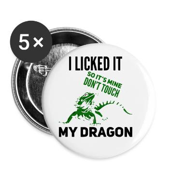 Lézard DRAGON BARBE Je l'ai léché Ne touchez pas - Lot de 5 petits badges (25 mm) - blanc - Devant