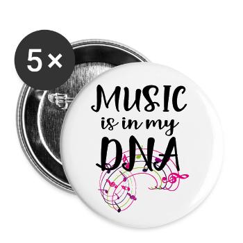 Rocker Musique DNA Rock Drums Drumstick - Lot de 5 petits badges (25 mm) - blanc - Devant