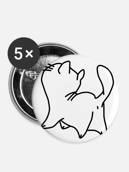 Katze Kätzchen Klein - Buttons klein 25 mm (5er Pack) - Weiß