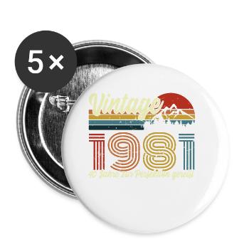 1981 Vintage 40 Jahre zur Perfektion gereift - Buttons klein 25 mm (5er Pack) - Weiß - Vorne