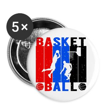 Basket-ball joueur de lancer de saut - Lot de 5 petits badges (25 mm) - blanc - Devant