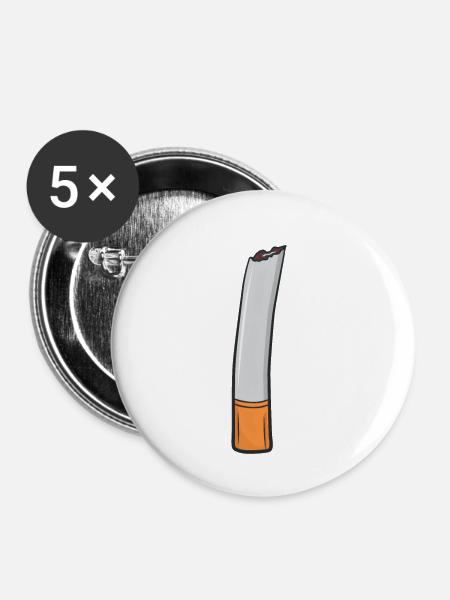 Zigarette - Buttons klein 25 mm (5er Pack) - Weiß