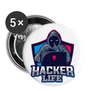 Hacker Life - Buttons klein 25 mm (5er Pack) - Weiß - Vorne
