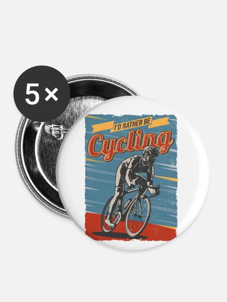 I'd rather be Cycling - Buttons klein 25 mm (5er Pack) - Weiß