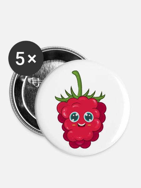 Himbeere - Buttons klein 25 mm (5er Pack) - Weiß