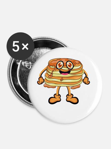 Pancakes Pfannkuchen - Buttons klein 25 mm (5er Pack) - Weiß