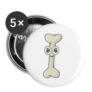 Knochen Kauknochen - Buttons klein 25 mm (5er Pack) - Weiß - Vorne