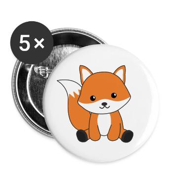 Fuchs süßes Waldtier Füchse Rotfuchs - Buttons klein 25 mm (5er Pack) - Weiß - Vorne