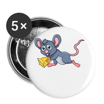 Mouse with cheese - Buttons small 1''/25 mm (5-pack) - white - Front
