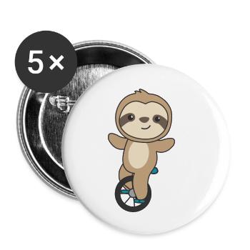 Monocycle paresseux Monocycle Paresseux - Lot de 5 petits badges (25 mm) - blanc - Devant