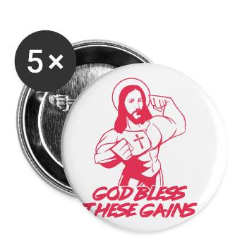 Lustiger Muskel Jesus Gewichtheben Workout Humor - Buttons klein 25 mm (5er Pack) - Weiß - Vorne