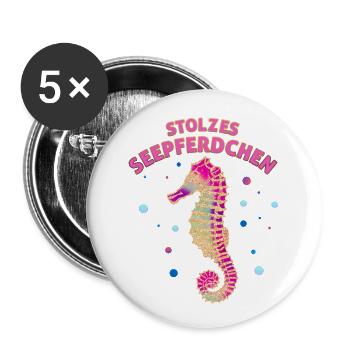 Stolzes Seepferdchen - Buttons klein 25 mm (5er Pack) - Weiß - Vorne