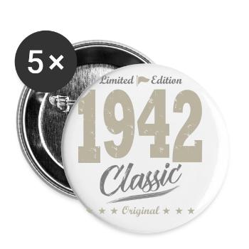 LIMITED EDITION 1942 Geburtstagsgeschenk 79 Jahre - Buttons klein 25 mm (5er Pack) - Weiß - Vorne