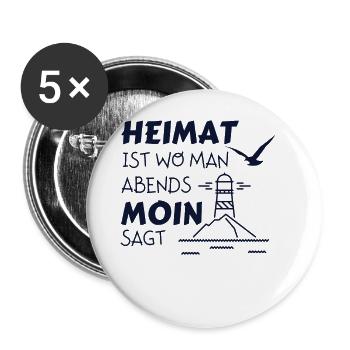 Heimat Moin Leuchtturm Möwe Nordsee - Buttons klein 25 mm (5er Pack) - Weiß - Vorne