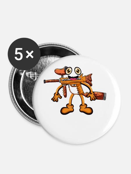 Paintball Gewehr - Buttons klein 25 mm (5er Pack) - Weiß