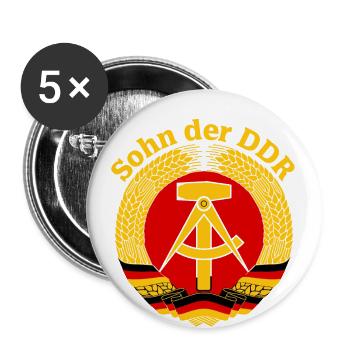 Sohn der DDR - Buttons klein 25 mm (5er Pack) - Weiß - Vorne