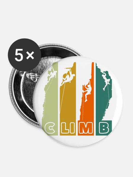 Climb Bergsteigen Klettern Retro - Buttons klein 25 mm (5er Pack) - Weiß